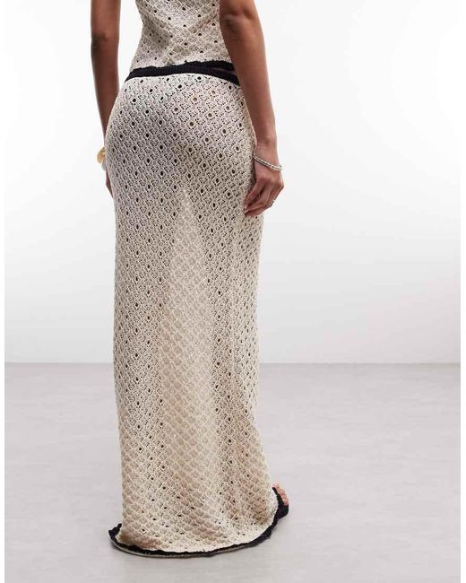 ASOS Natural Knitted Contrast Maxi Skirt Co-ord