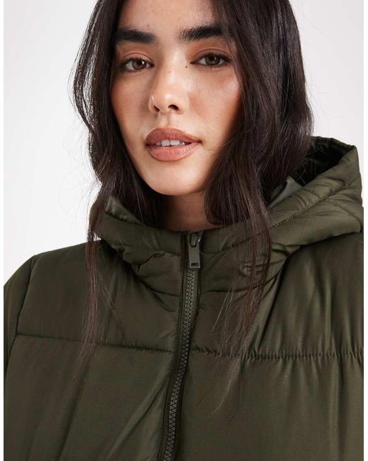 Pieces Green Hooded Longline Padded Coat