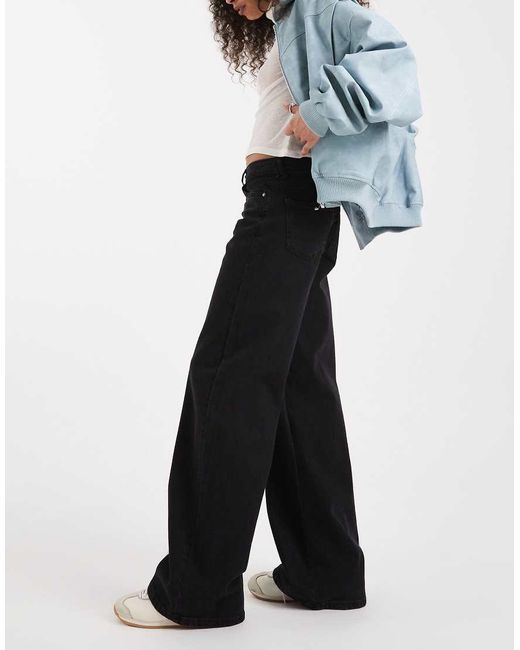 Pieces Blue Selma Wide Leg Mid Rise Jean