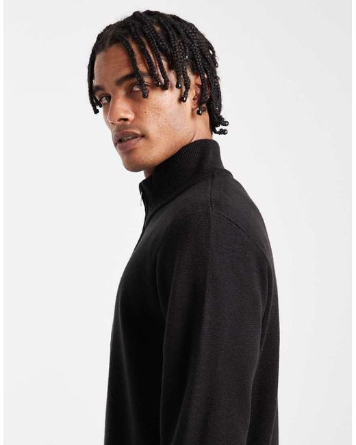Threadbare Black Zip Through Cardigan for men
