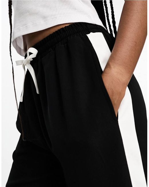ASOS Black Asos Design Tall Pull On Trousers With Contrast Panel