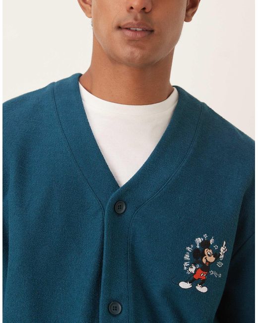 ASOS Blue Disney Unisex Oversize Cardigan With Mickey Mouse Print