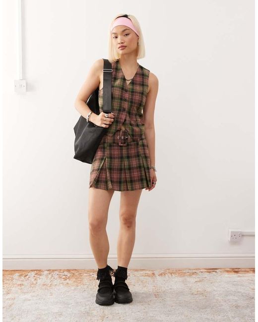 Reclaimed Vintage Natural Mini Pleated Skirt