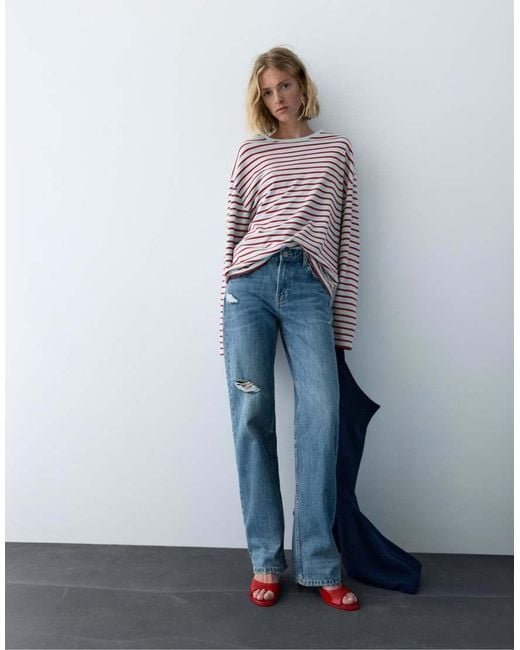 Pull&Bear Multicolor Striped Long Sleeve T-shirt