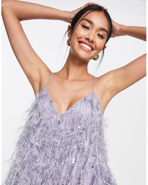 asos purple glitter dress Asos Edition Sequin Wrap Midi Dress In Purple main image 0