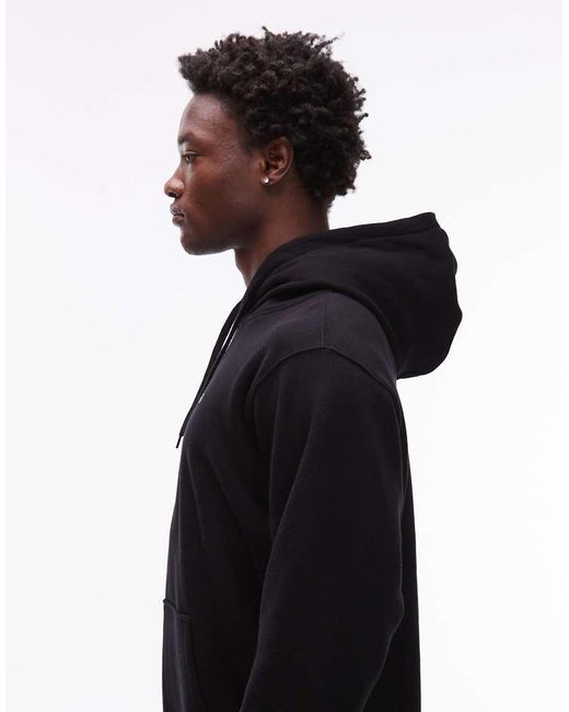 Felpa Ampia Nera Con Cappuccio E Logo Sul Petto di Vans in Black da Uomo