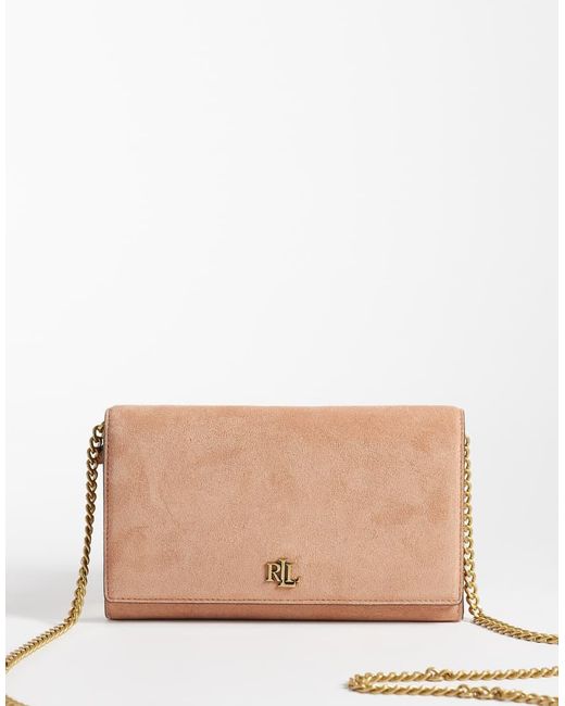 Ralph Lauren Natural Long Chain Suede Bag