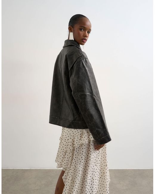 TOPSHOP Black Pu Zip Through Jacket