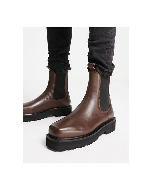 ASRA Black Cacti Square Toe High Shaft Chelsea Boots for men
