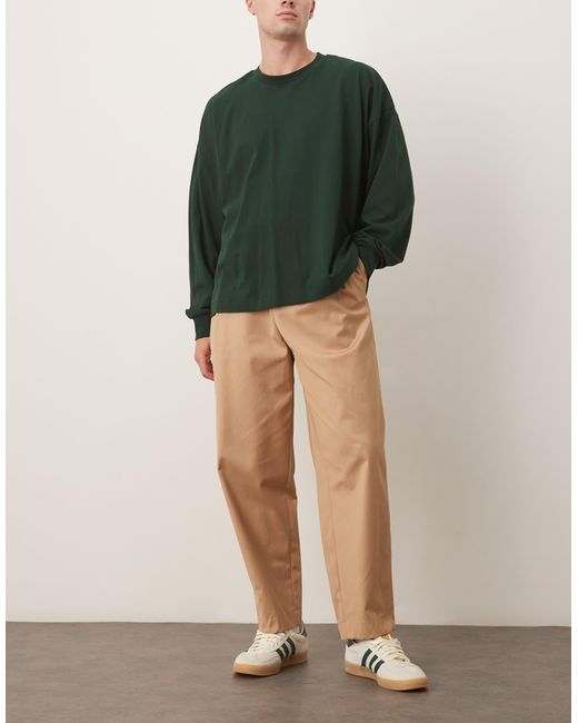 Pantalon à pinces élégant coupe chino fuselée avec taille élastique - fauve ASOS pour homme en coloris Natural