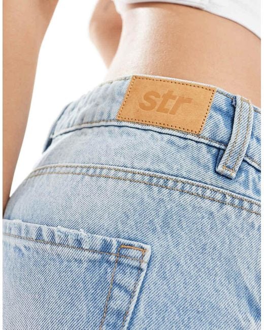Stradivarius Blue Str Micro Denim Short