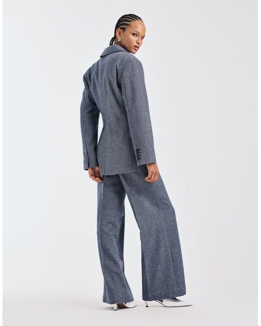 & Other Stories Blue Co-ord Tailored Wool Blend Wide Leg Trousers