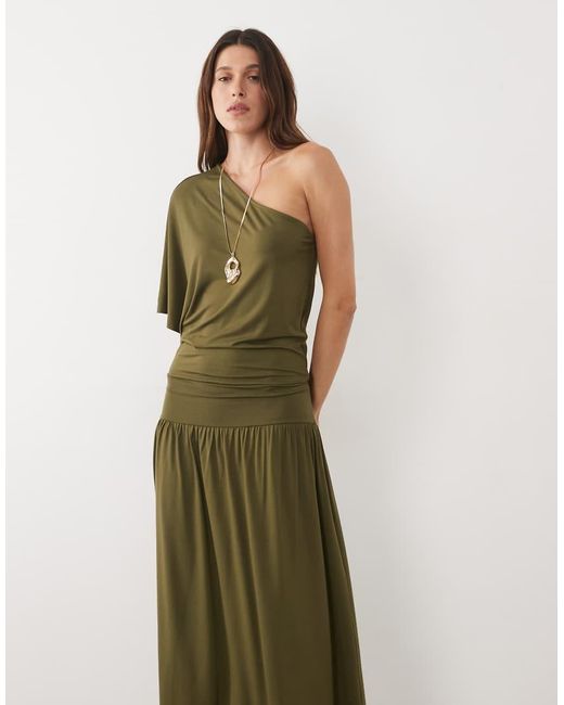 ASOS Green Off Shoulder Slouchy Midi Dress