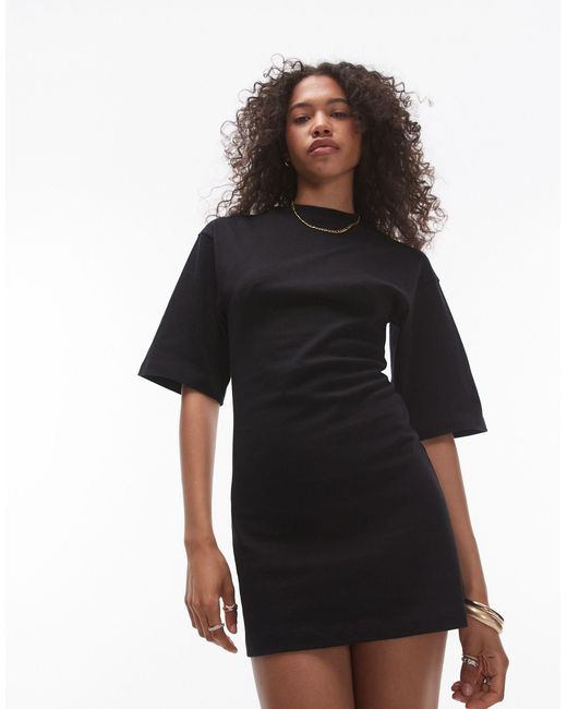 TOPSHOP Black Premium Seamed T-shirt Mini Dress