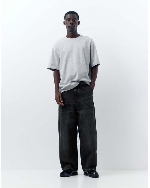 Pull&Bear White Embroidered Skater Jeans for men