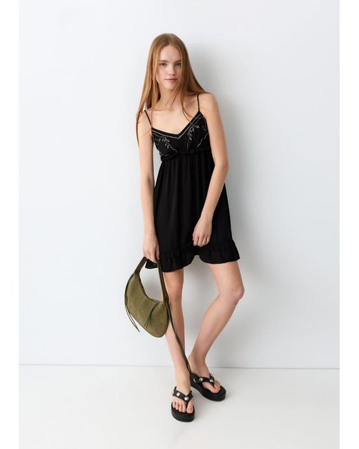 Mango White Teen Strappy Mini Dress With Embellishment