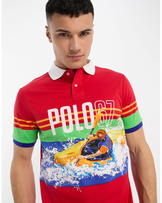 Polo Ralph Lauren 67 Kayak Print Pima Cotton Polo Classic Fit in Red for  Men | Lyst