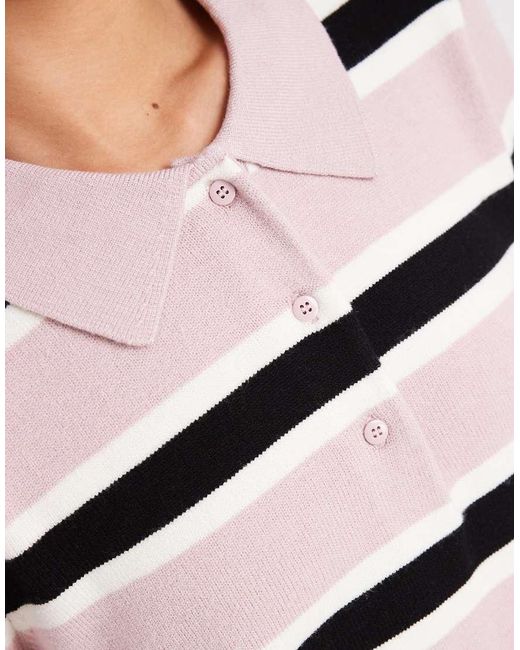 ONLY White Relaxed Fit Knitted Polo Top