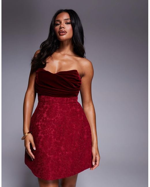 red bow dress asos ASOS LUXE - Structured Satin Bandeau Mini Dress - Women - Polyester/Viscose - 14 US