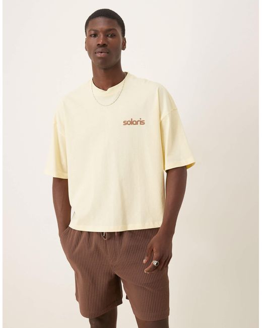 ASOS Natural Heavyweight Oversized Drop Shoulder T-shirt With Print Detail for men