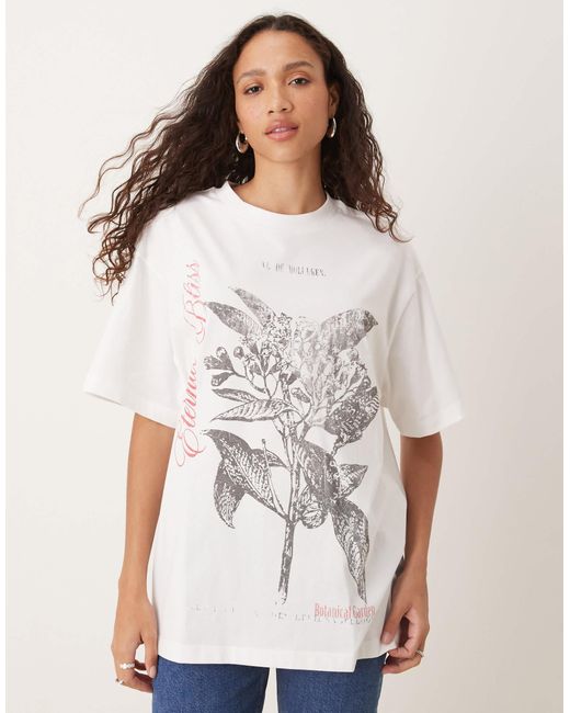 ASOS White Oversized T-shirt With Mono Rose Graphic