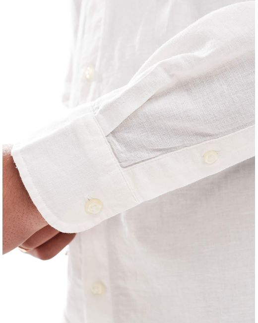 Jack & Jones – schmales hemd aus leinenmix in White für Herren