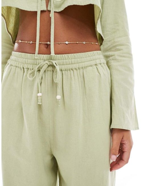 ASOS Green Kayla Mix And Match Beach Wide Leg Pants