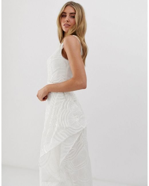 white sequin maxi dress