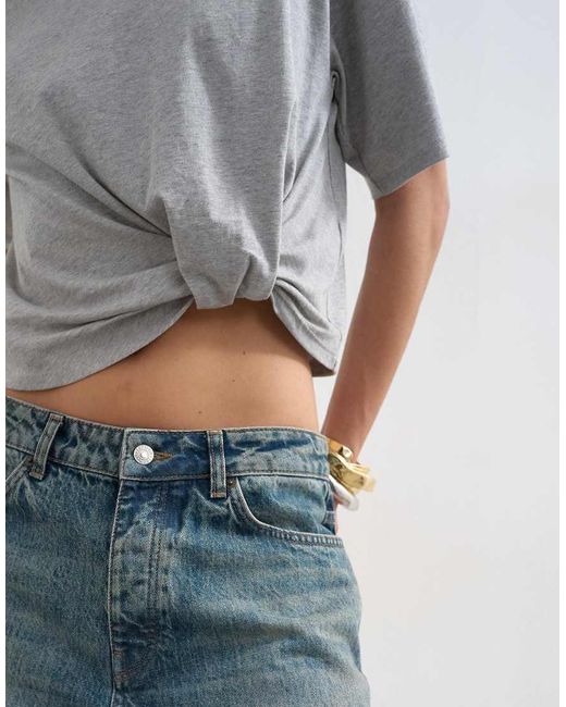 TOPSHOP White Tuck Hem Boxy Tee
