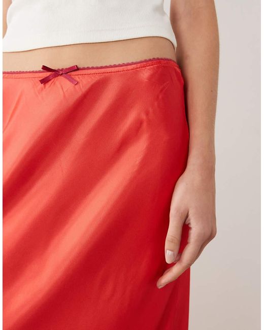 Miss Selfridge Pink Satin Bias Maxi Skirt