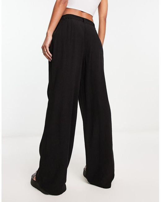 Pantalones Negros De Pernera Recta Holgada De Mezcla De Lino De ASOS de color White