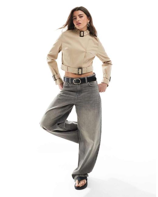 Gabardina Corta Con Cinturón Con Hebilla De -Neutro ASOS de color Natural