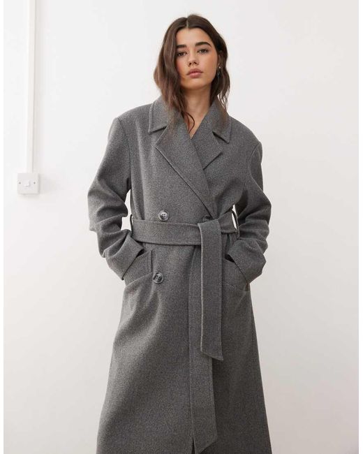 Miss Selfridge Gray Belted Wrap Formal Coat