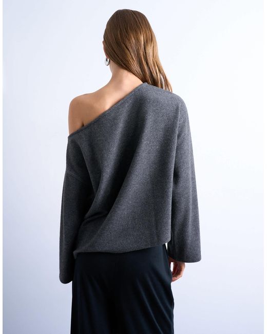 TOPSHOP Blue Off Shoulder Asymmetric Top