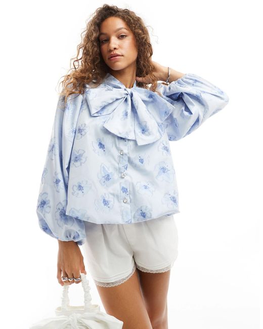 Sister Jane Blue Dream Floral Embellished Oversized Top