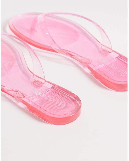 SEQWL Pink Jelly Flip Flops