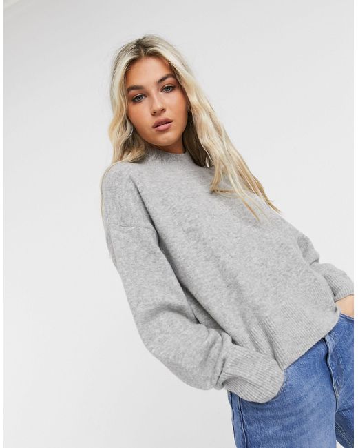 & Other Stories Gray Oversized Mock Neck Sweater