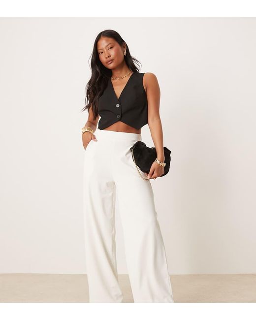 JDY Petite White Wide Leg Tailored Trousers