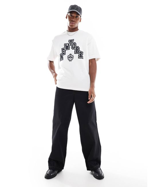 Bershka White Flock Printed T-shirt for men