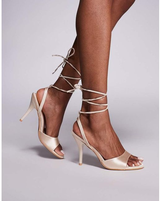 Public Desire Brown Bea Peep Toe Heeled Sandals