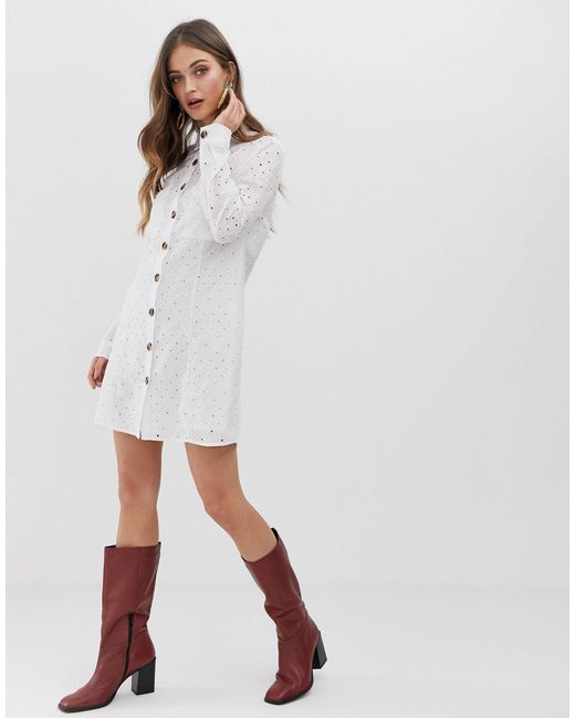stradivarius white shirt dress