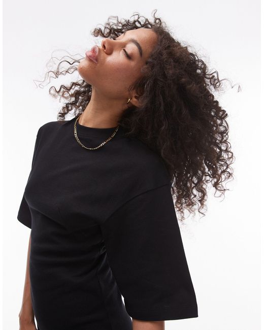 TOPSHOP Black – hochwertiges, kurzes t-shirt-kleid