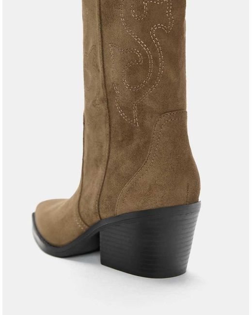 Pull&Bear Green Cowboy Boots