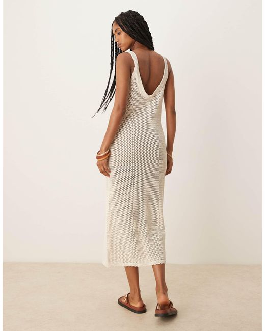 ASOS Natural Knitted Crochet Maxi Dress