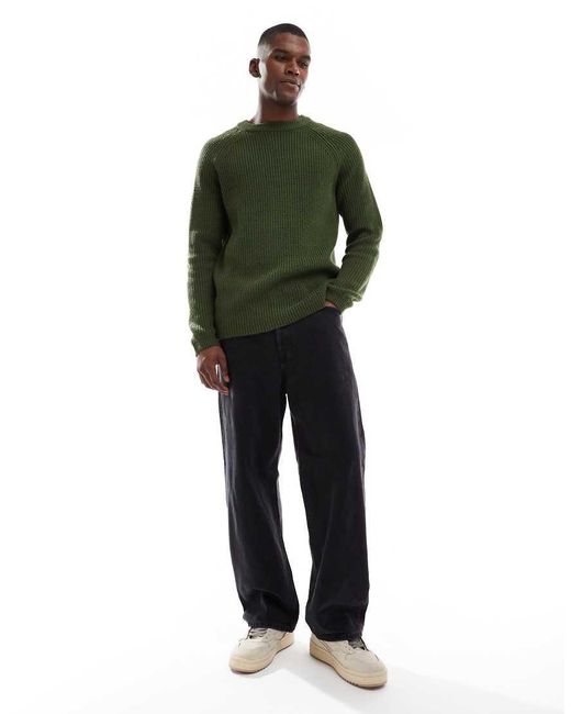 New Look Green Fisherman Knit Jumper for men
