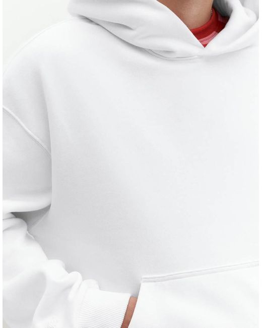 Pull&Bear White Boxy Fit Hoodie for men