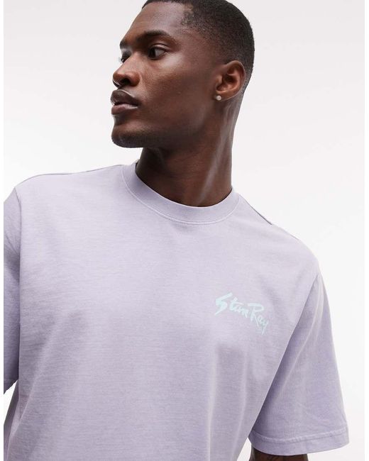 Stan Ray Purple Logo Short Sleeve T-shirt With Back Print for men