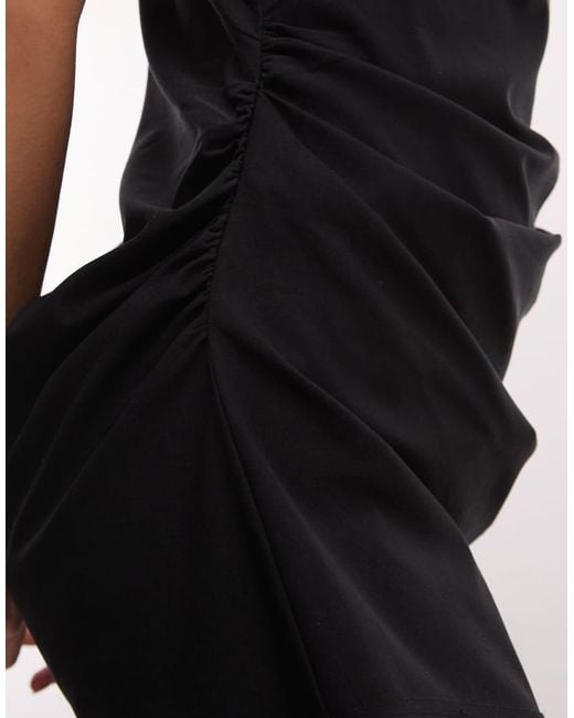 Monki Black Asymmetric Drape Bengaline Mini Dress