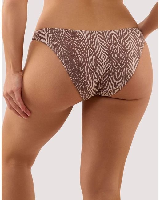 Wolf & Whistle Brown Raquel Tiger Print High Leg Brazilian Bikini Brief