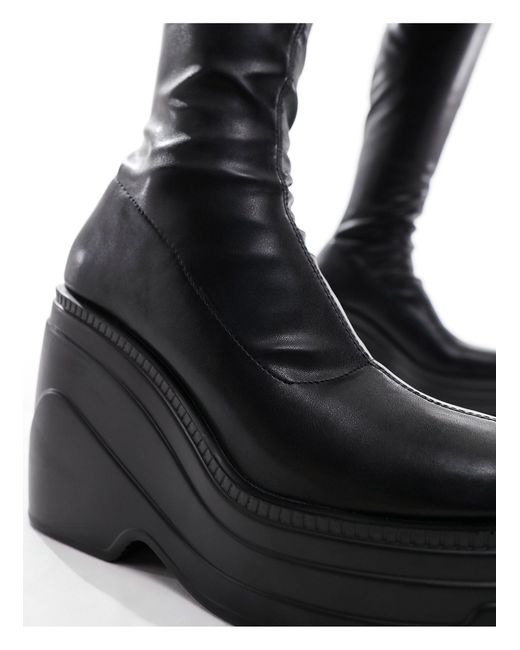 ASOS Black Creed Chunky Wedge Boots